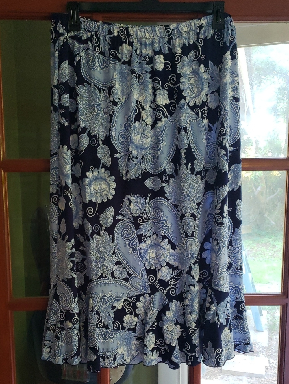 Jesse & J Blue Floral Paisley Maxi Skirt - 2X